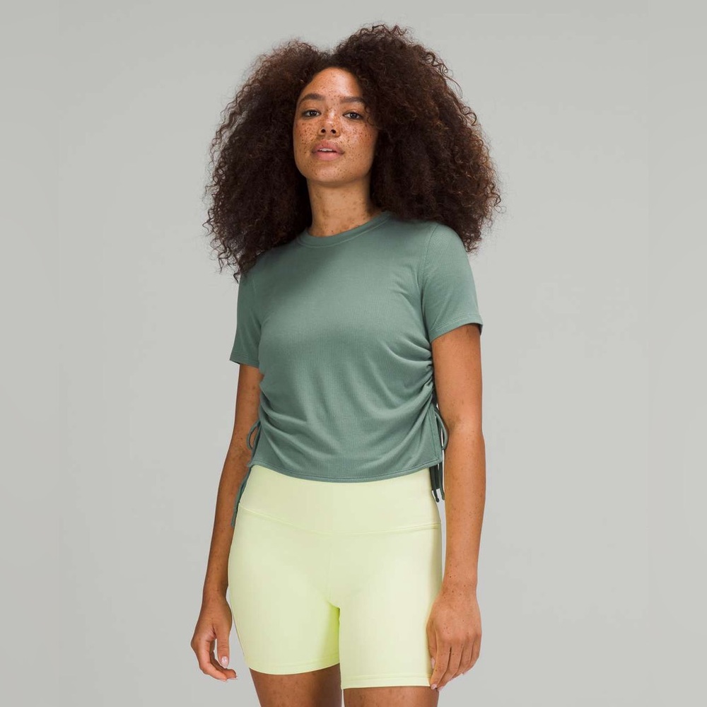 Lululemon Side Cinch Ribbed T Shirt in Tidewater Teal